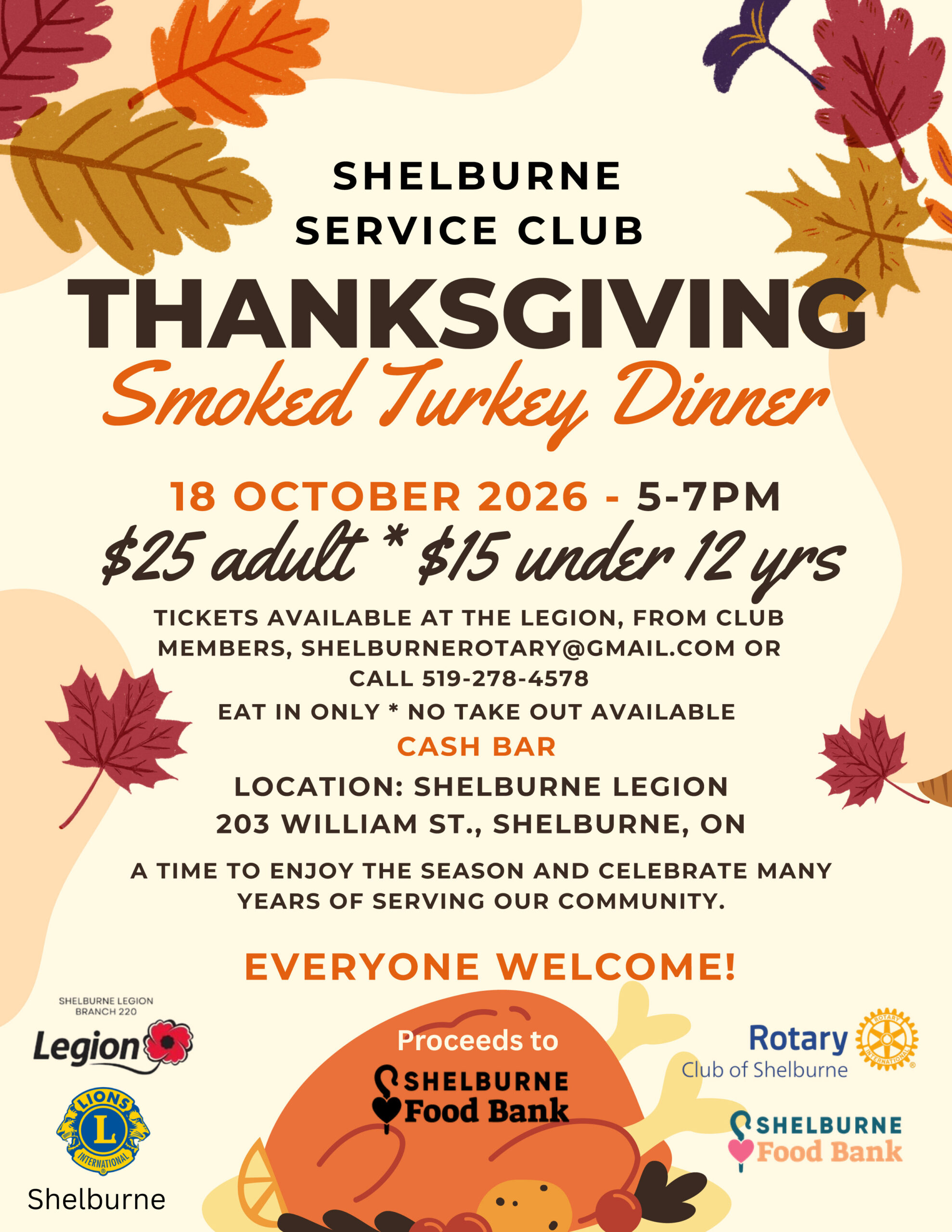 Shelburne Service Club Dinner – October 18